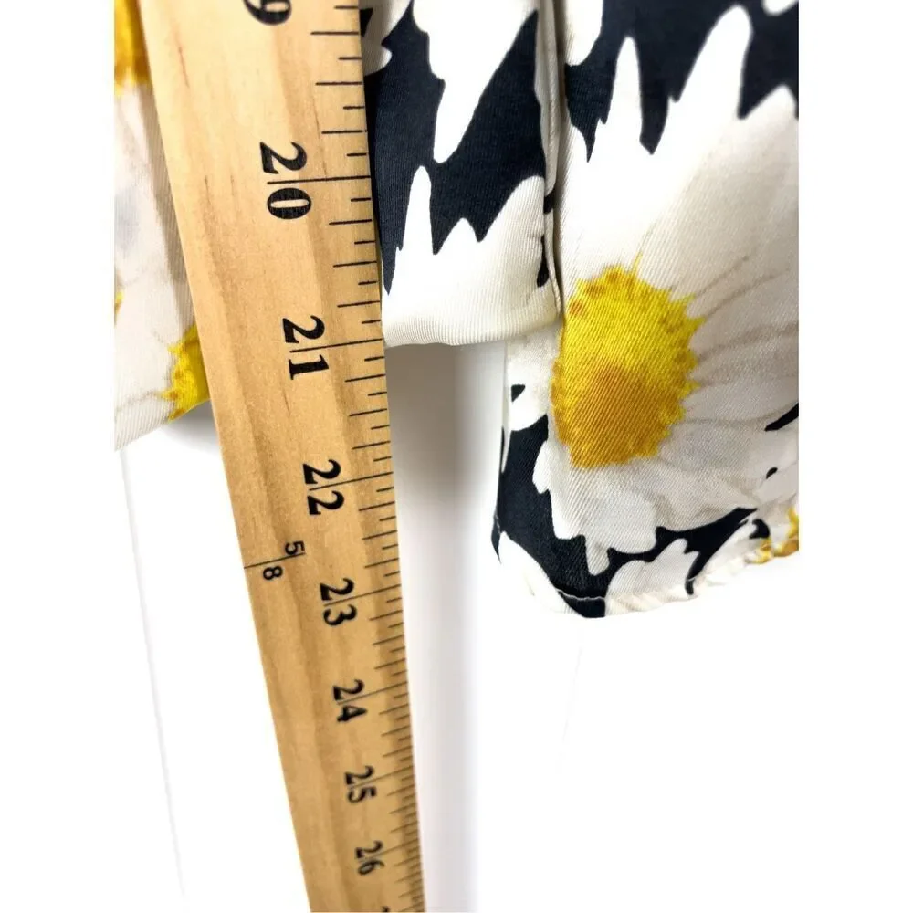 Zara Daisy Pattern Peasant Blouse Floral V Neck Puff‎ Sleeves Size S